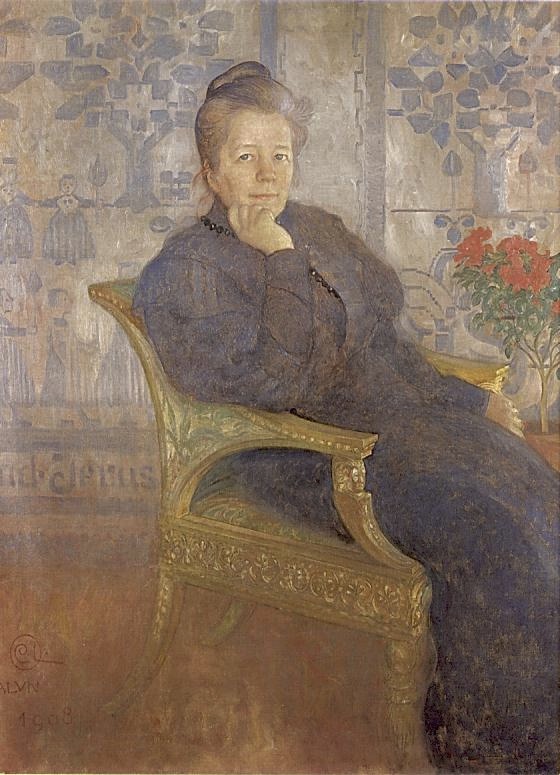 Selma Lagerlöf, Gemälde von Carl Larsson, 1908 (Wikimedia Commons) 